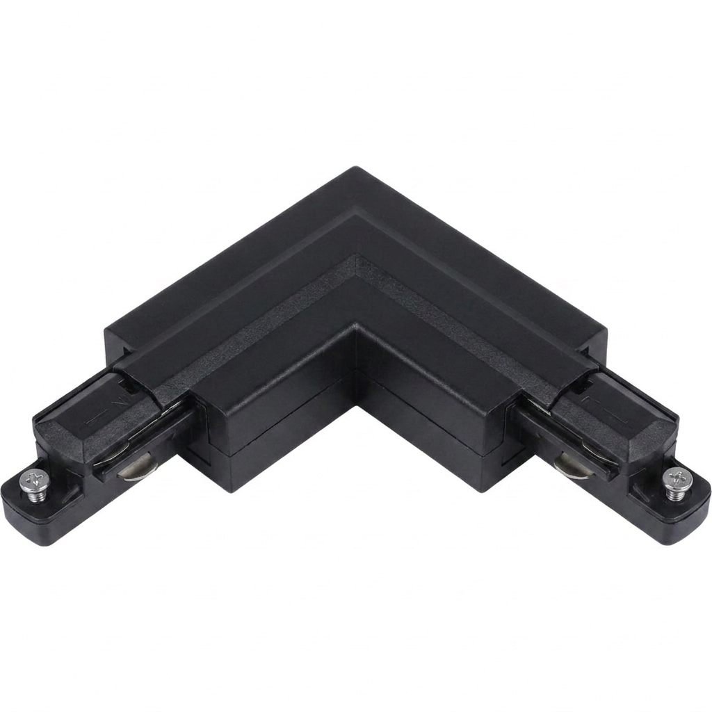 L-Verbinder für 1-Phasen-Schiene | Winkel 90 Grad | Schwarz | Kunststoff | Pro-Track