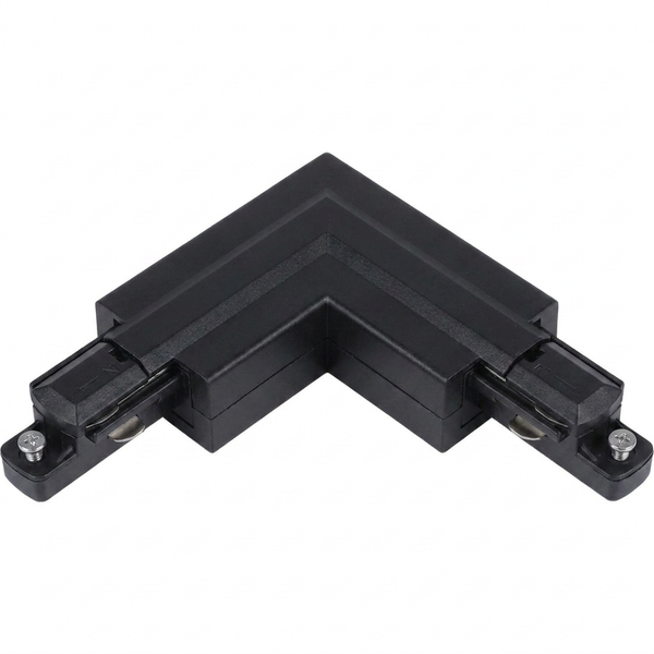L-connector 1-fase rail | Hoek 90 graden | Zwart | Kunststof | Pro-Track