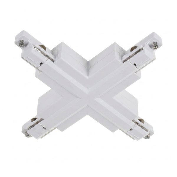 X-connector 1-fase rail | Kruis 4-weg | Wit | Kunststof | Pro-Track