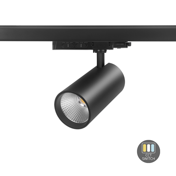 3-Phasen-Schienenstrahler | Rosalin | 10 W – 20 W – 30 W | Schwarz | Dimmbar | CCT-Switch