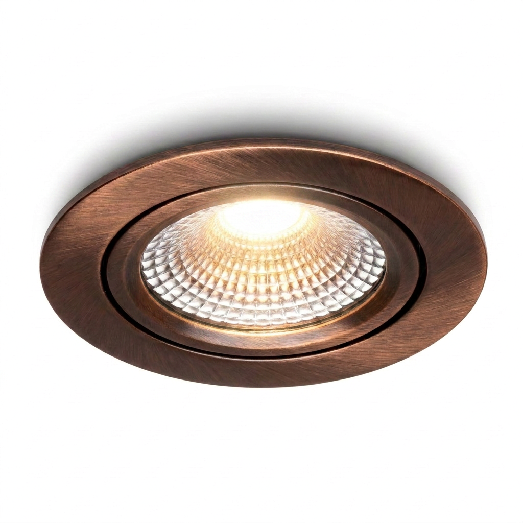 LED-Einbaustrahler, gebürstetes Bronze | 5 W | Ausschnittmaß 68–75 mm | Schwenkbar | 4 Lichtstufen | Tiran