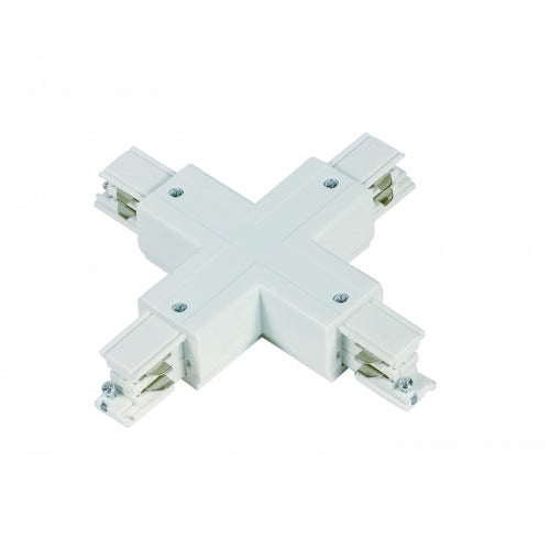 X-connector 3-fase rail | Kruis 4-weg | Wit | Kunststof | Pro-Track