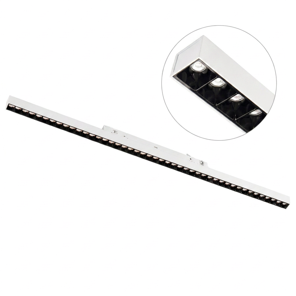3-Fase Linear railarmatuur 120CM | Grille | 35W | CCT - Lichtkleur instelbaar | Wit | MONDY