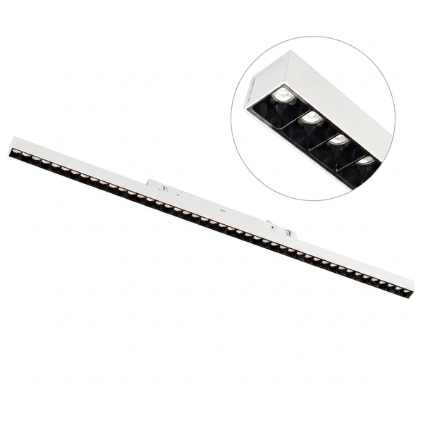 3-Phasen-Linear-Schienenleuchte 120 cm | Gitter | 35 W | CCT – Lichtfarbe einstellbar | Weiß | MONDY