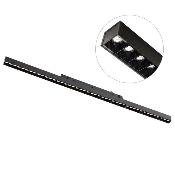 3-Phasen-Linearschienenleuchte 120 cm | Gitter | 35 W | CCT – Lichtfarbe einstellbar | Schwarz | MONDY