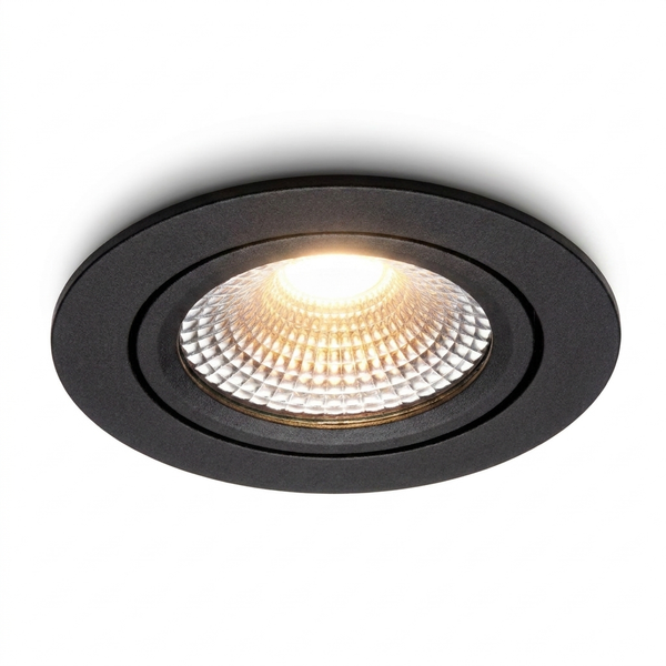 LED Recessed Spotlight Black | 5 W | Saw hole 68-75 mm | Tiltable | 4 Light Modes | Tiran